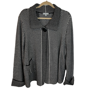 Habitat Sweater Womens XL Black White Asymmetrical Lagenlook Cardigan Cotton